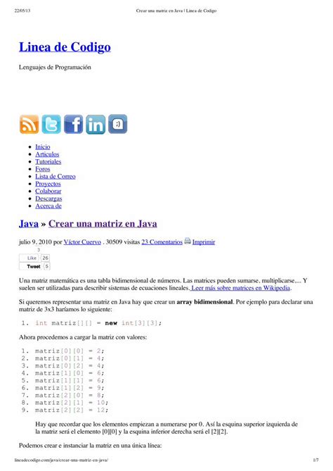 Pdf Crear Una Matriz En Java Linea De Codigo Dokumen Tips