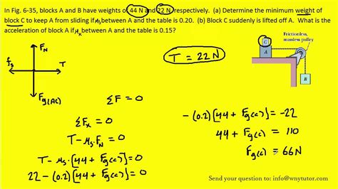 Blocks A And B Have Weights Of 44 N And 22 N Respectively A Determine The Minimum Weight Of