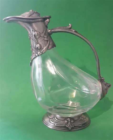 Ancienne Carafe D Canter En Cristal Avec Poign E Bec Verseur En Tain