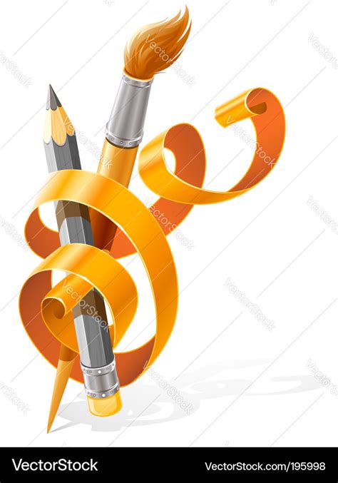 Pencil And Brush Royalty Free Vector Image VectorStock