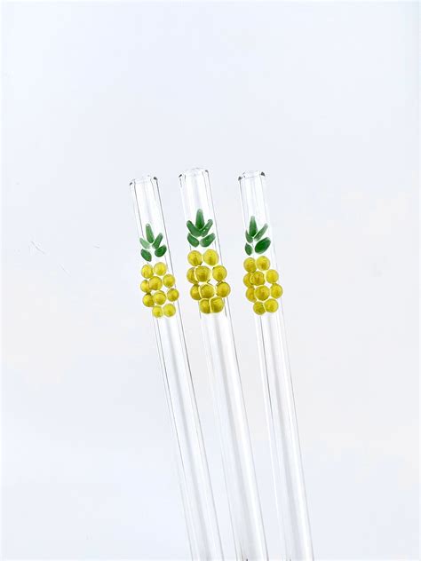 Pineapple Glass Straw Reusable Straws Glass Straws Eco Etsy