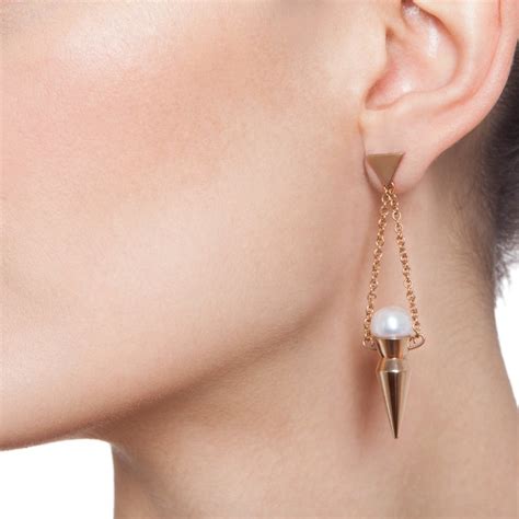 Spike Pearl Earrings Gold