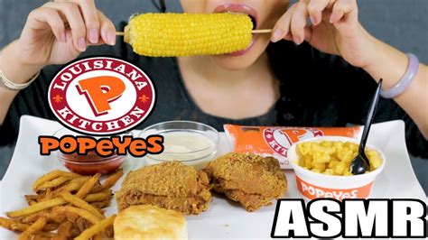 Asmr Eating 🐔🍗 Popeyes Fried Chicken Platter Crunchy Eating Sounds