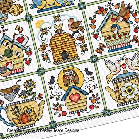 Lesley Teare Designs Birds Homes Cross Stitch Pattern