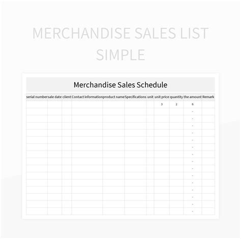 Free Merchandise Sales List Templates For Google Sheets And Microsoft