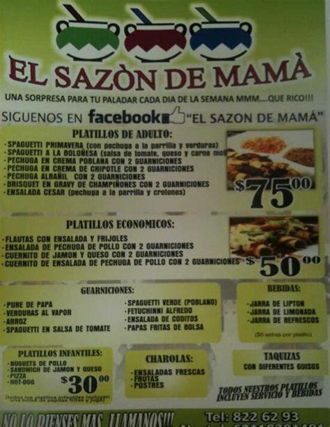 Menu At El Sazon De Mam Cafe Matamoros Vicente Su Rez