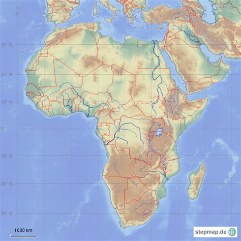 Stepmap Afrika Physisch Stumme Karte Landkarte F R Afrika