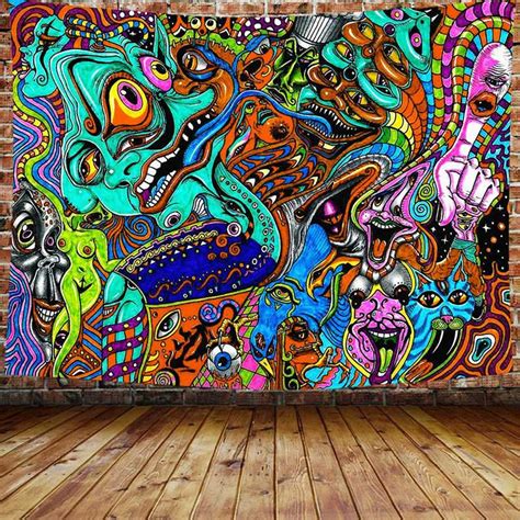 Psychedelic Tapestry Trippy Tapestry Magical Fractal Wall Hanging