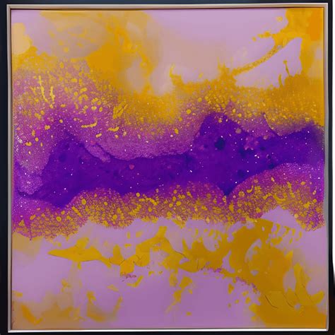 Acrylic Paint Pour Watercolor Purple And Gold 4k Mosaic Creative Fabrica