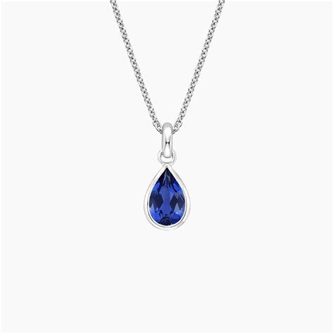 Lab Sapphire Bezel Necklace Teardrop Brilliant Earth