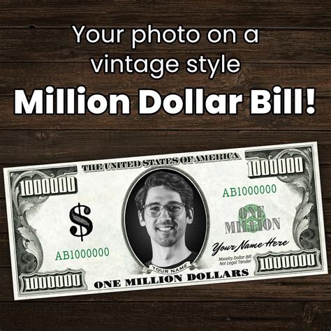 Custom Retro Novelty Million Dollar Bill Custom Made To Order Great For