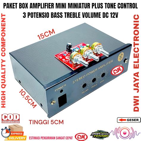 Jual Paket Box Mini Amplifier Miniatur Plus Tone Control Mono 3