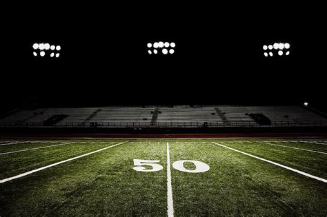 Fifty Yard Line Of Football Field At By Jgareri