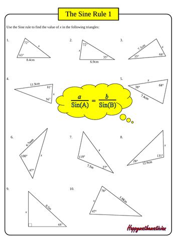 The Sine And Cosine Rule 6 Worksheets With Answers Teaching Resources