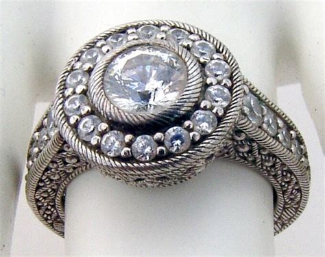 Judith Ripka Ornate Diamonique Halo Ring CZ Sterling Silver Etsy