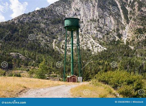 Green Water Tower in Waterton National Park Stock Photo - Image of ...