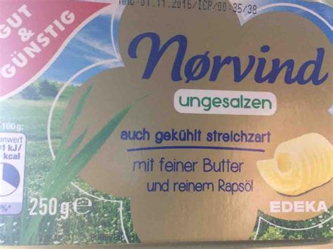 Gut & Günstig, Norvind, ungesalzen, mit Butter und Rapsöl Kalorien ...