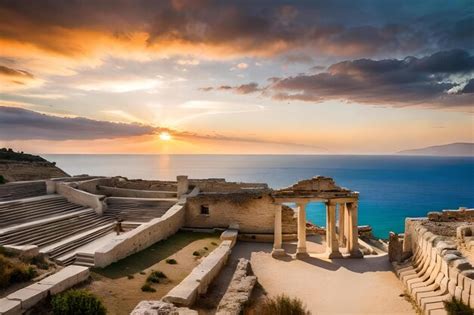 Una Vista Del Atardecer De Las Antiguas Ruinas De La Antigua Ciudad De