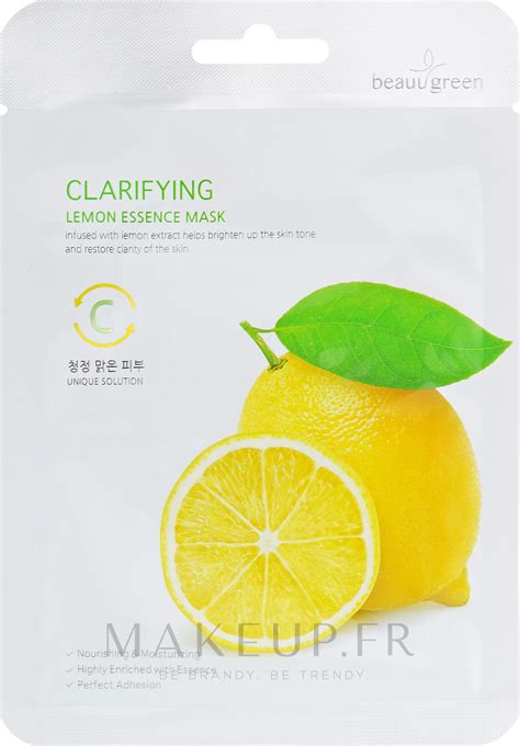 Masque tissu nettoyant à l extrait de citron pour visage BeauuGreen