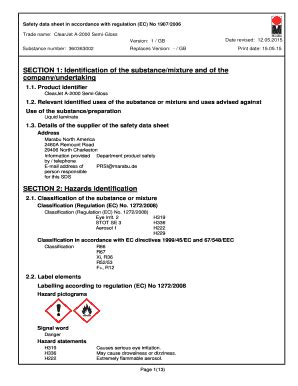 Fillable Online Safety Data Sheet In Accordance With Regulation EC No