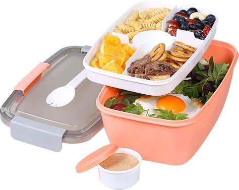 Bentgo All In One Salad Container Large Salad Bowl Bento Box Tray Leak Proof Sauce Container