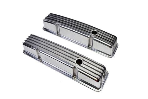 Sbc Chevy Tall Finned Polished Aluminum Valve Covers