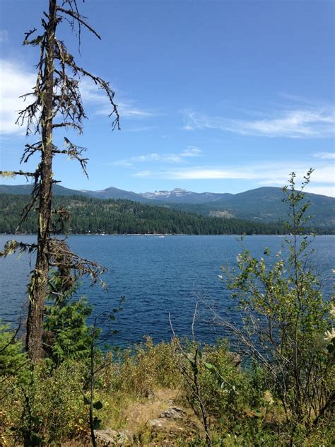 Looking Out Over Priest Lake Chimney Rock In The Background