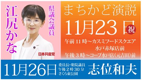 20221123banner Kanaweb 日本共産党 茨城県議 江尻かな Official Website