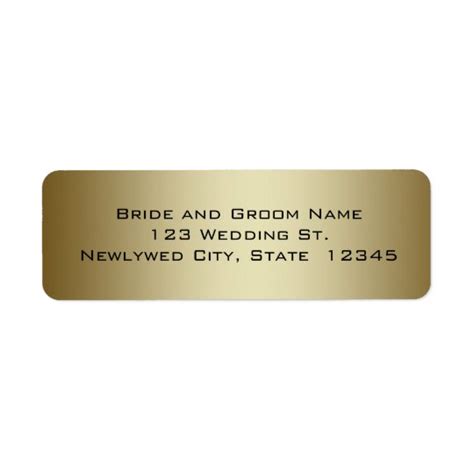 Gold Wedding Return Address Labels Zazzle