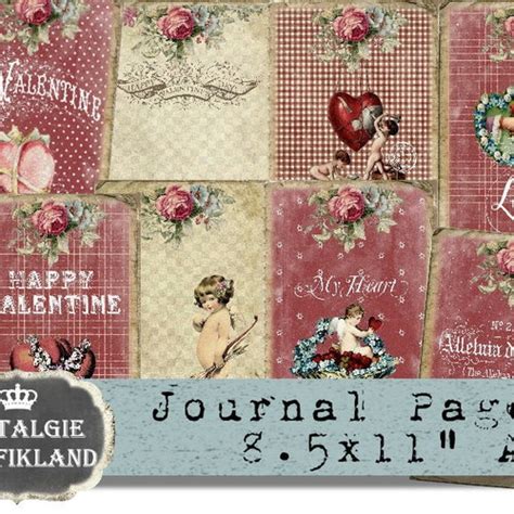 Digital Vintage Valentines Junk Journal Kit Printable Etsy