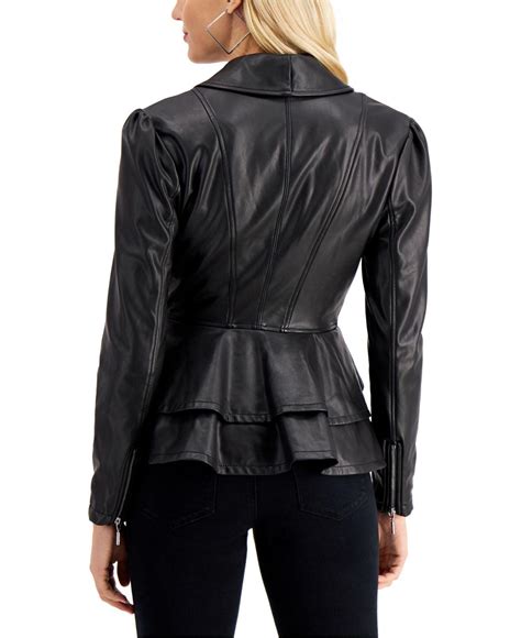 Peplum Faux Leather Jacket