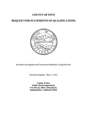 Fillable Online Inyocounty County Of Inyo Request For Statements Of