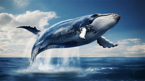 Premium Photo A Blue And White Whale Floating In The Air