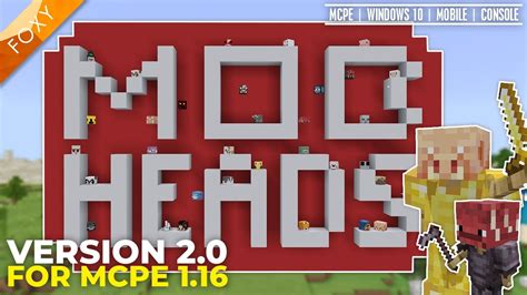 Mob Heads For Mcpe Add On Bedrock Edition Tutorial Youtube