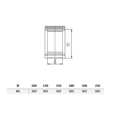 Längenelement 1000 mm doppelwandig Schiedel Metaloterm MF