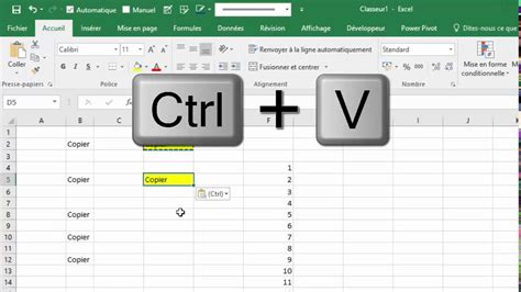 Copier Coller dans Excel raccourcis poignée de recopie YouTube