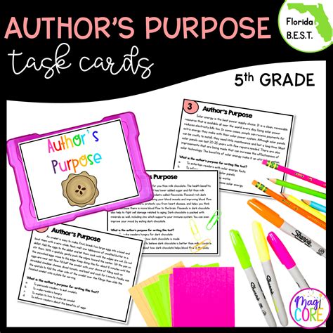 Author S Purpose Task Cards Th Grade Fl Best Ela R Magicore