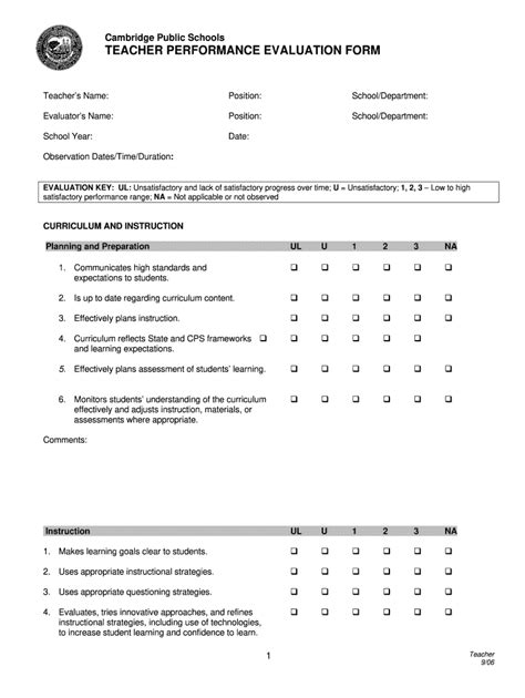 Teacher Performance Evaluation Form Fill Online Printable Fillable Blank Pdffiller