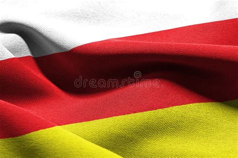 D Illustration Flag Of North Ossetia Alania Is A Region Of Russ Stock