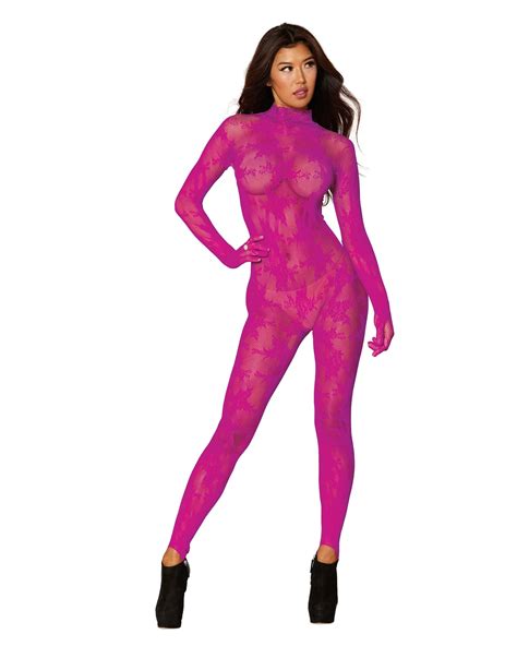 Seamless Floral Fishnet Catsuit Bodystocking Dreamgirl Costumes Lingerie