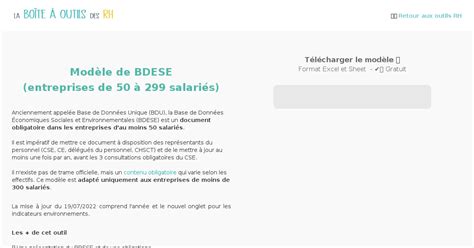 Evaluation Téléchargement Outil RH Modèle BDES