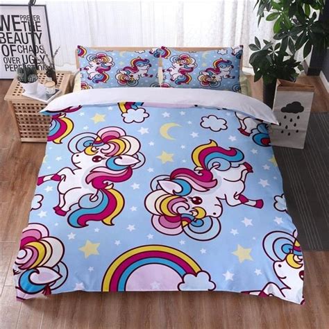 Housse De Couette D Licorne Arc En Ciel Impression Microfibre Avce