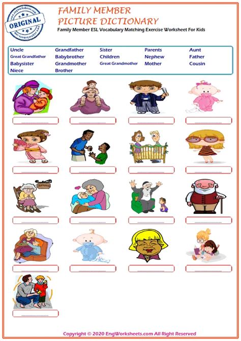 Family Member English Online Exercises - Engworksheets