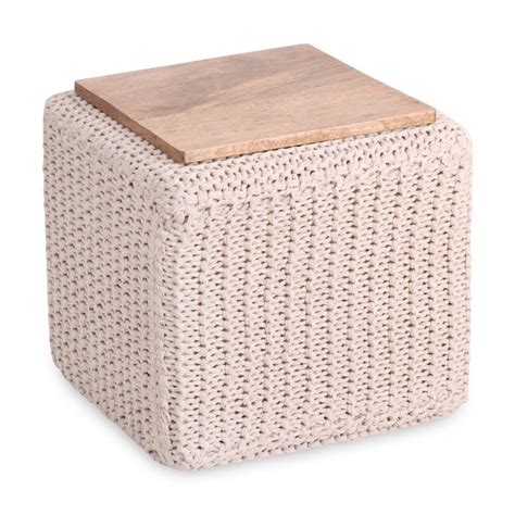 Loft Lyfe Mayla Modern Ivory Cotton Pouf Ottoman in the Ottomans ...