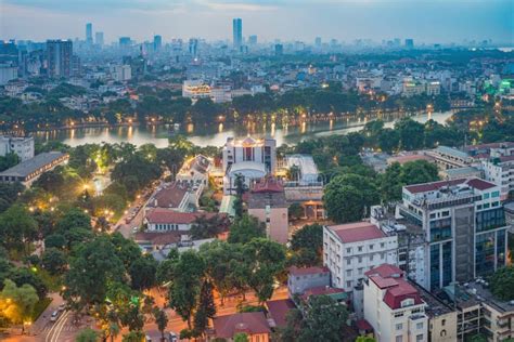 Aerial View of a Hoan Kiem Lake or Sword Lake, Ho Guom in Vietnamese at ...