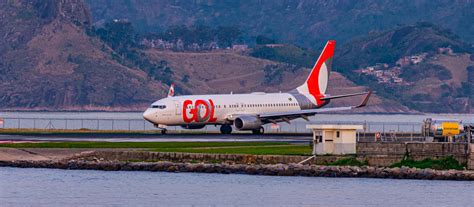 Brazilian Commercial Plane Taking Off From The Runway At Santos Dumont