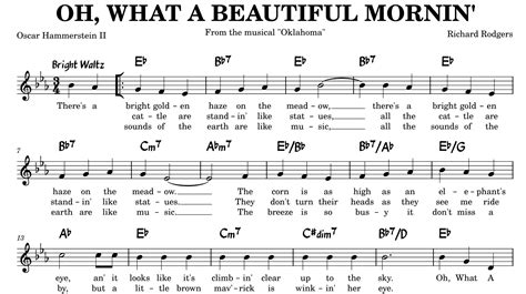 Sheet Music For Oh What A Beautiful Morning Audiolover