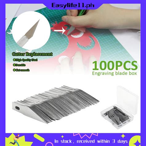 100pcs Precision Knife Craft Cutter Blade High Carbon Steel Art Blades ...