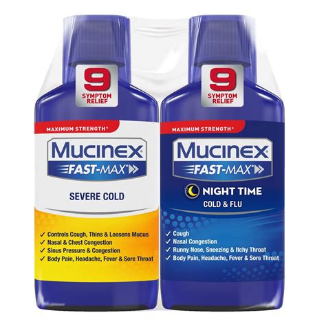 Mucinex Fast Max Maximum Strength Day Time Severe Cold And Night Time Cold And Flu Liquid Pack