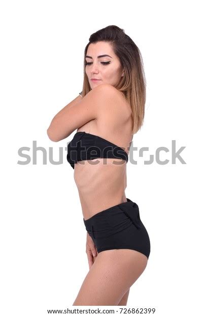 Nude Brunette Girl Dressed Black Lingerie Stock Photo Shutterstock
